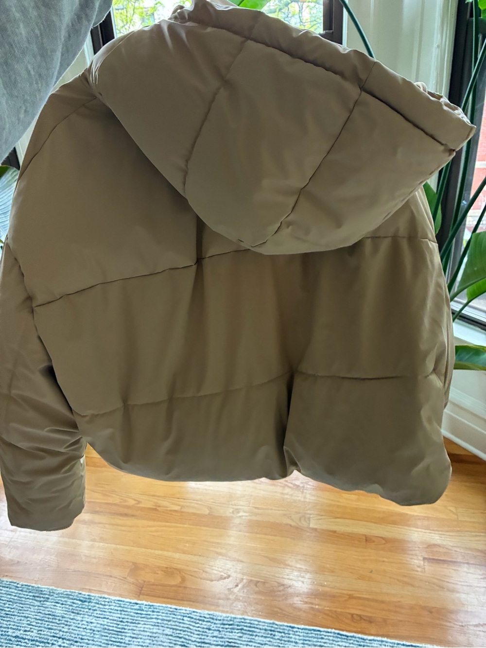 Zara tan Hooded Puffer Jacket - Cropped
